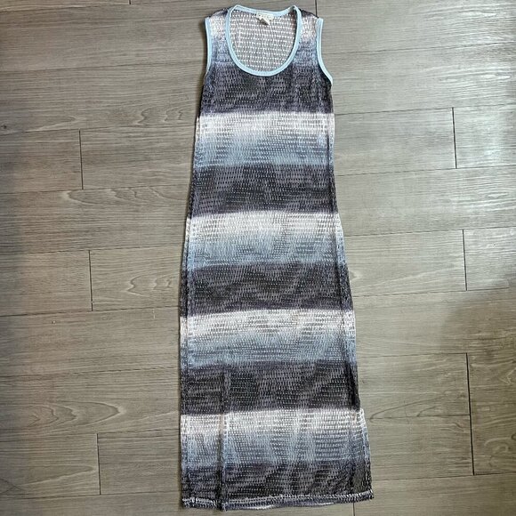 Vintage Ombre Mesh Net Maxi Dress Pool Coverup Vacation Voice Brand Size M - Picture 1 of 6